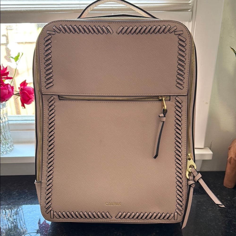 Calpak Tan and Black Backpack Modern Design